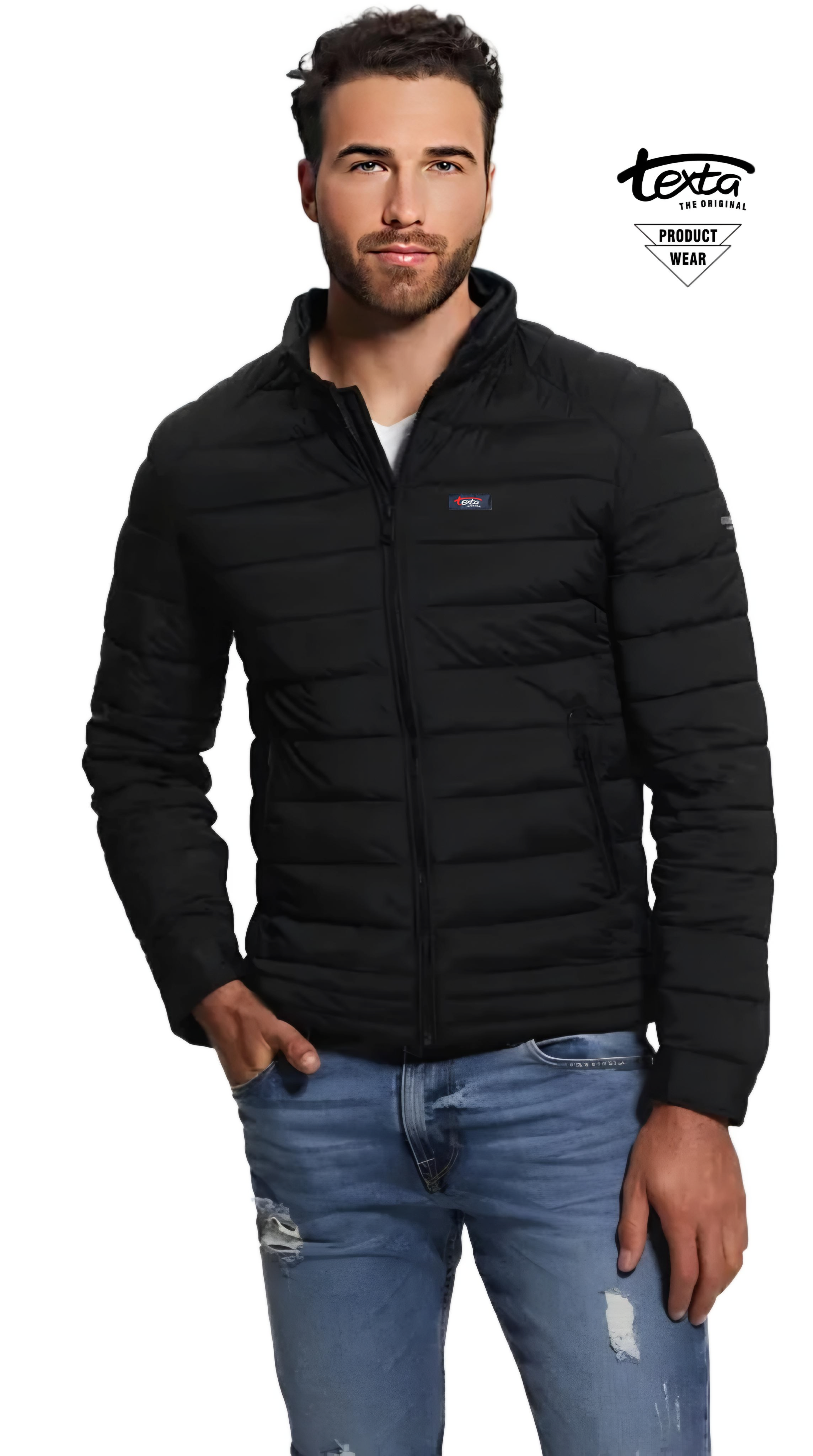 Man's solid padded jackets-black