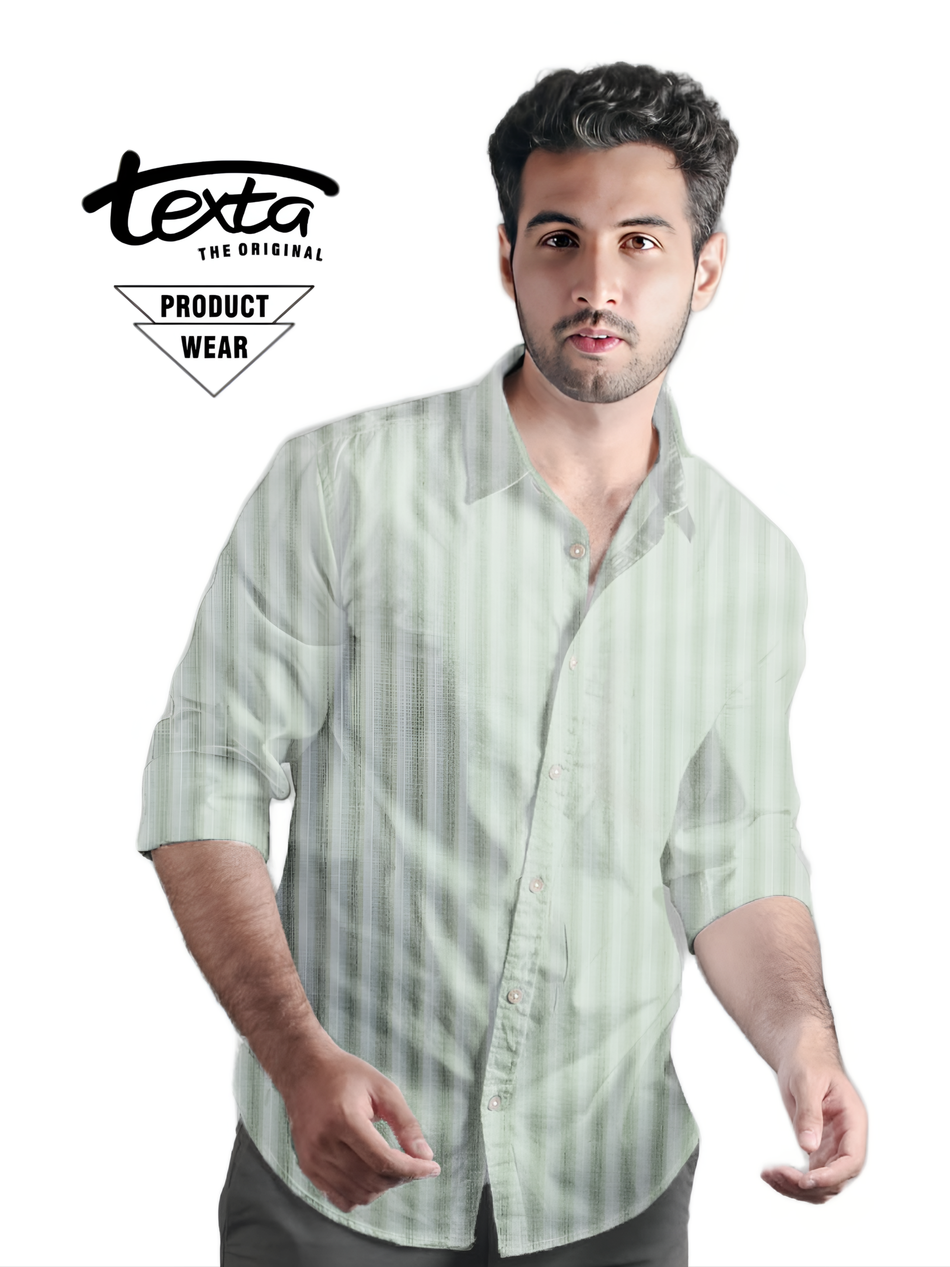 Man's stripped slim fit shirt green 