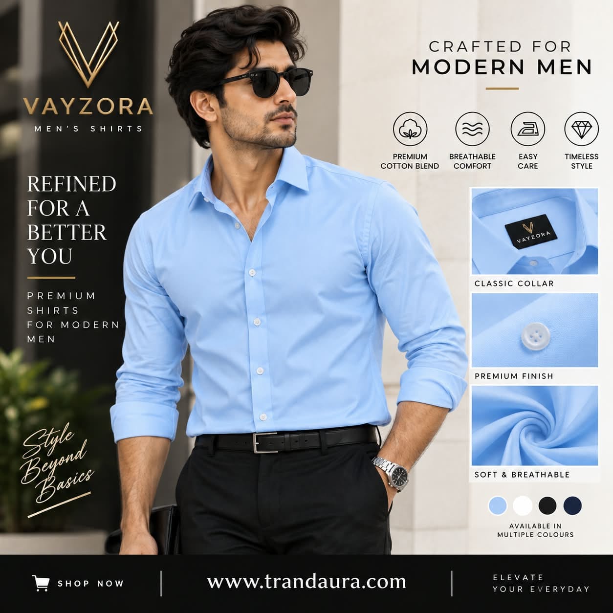 Man's classic formal shirt-sky blue