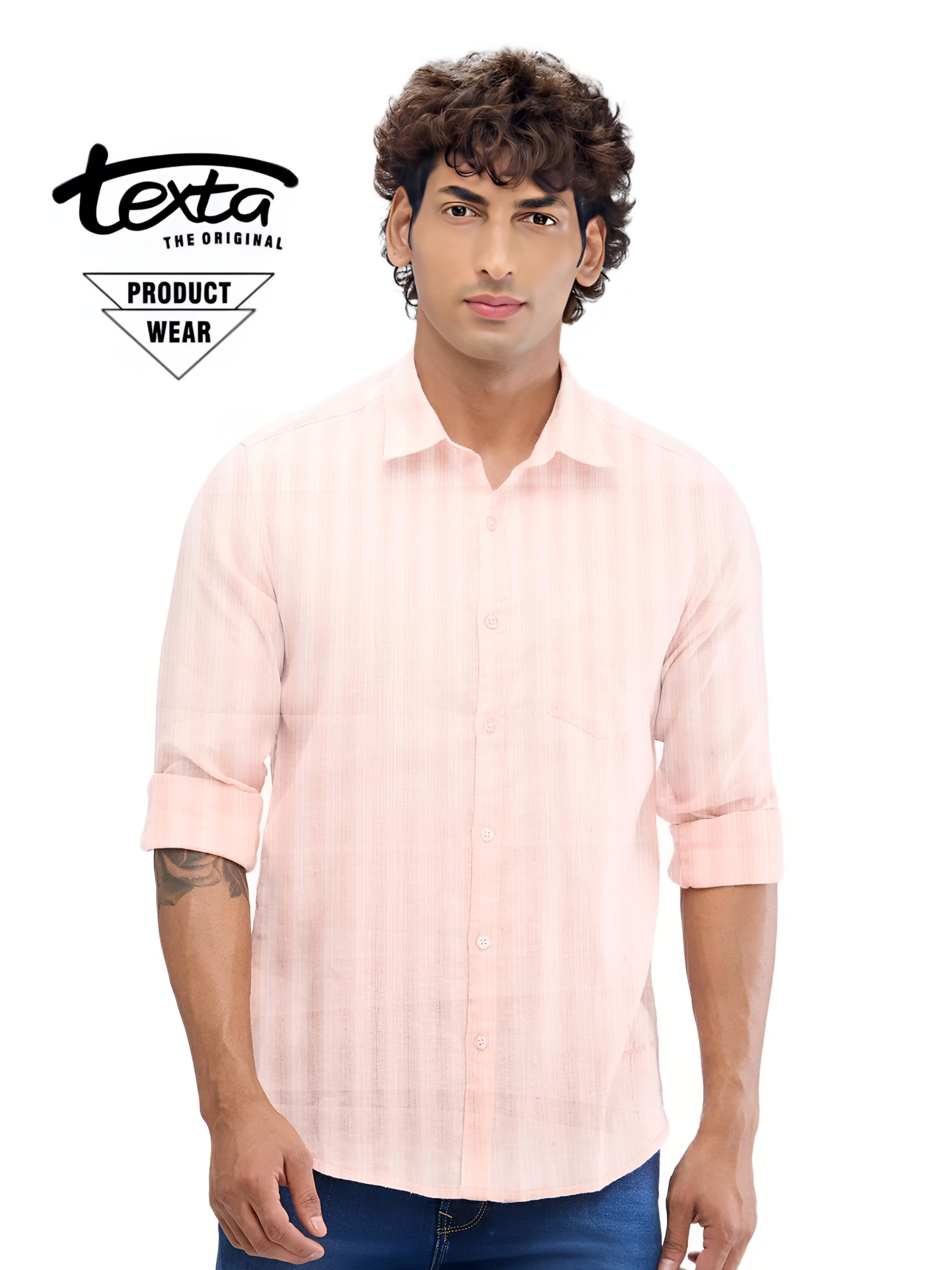Man's stripped slim fit shirt orange 