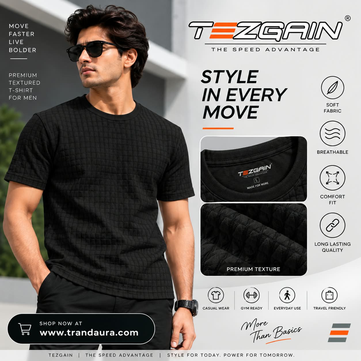 Tezgain round nack tshirt -black 