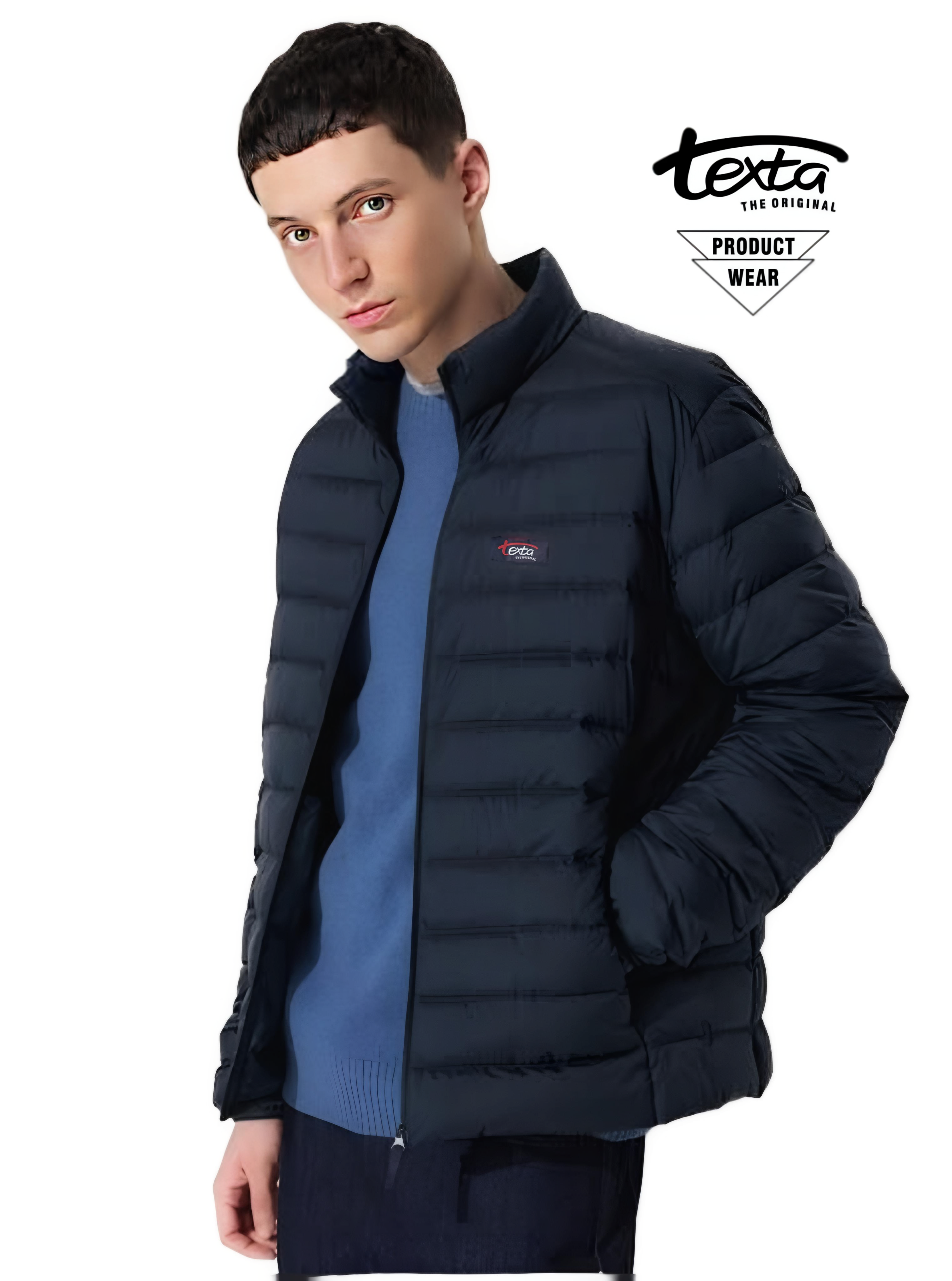 Man's solid padded jackets-blue