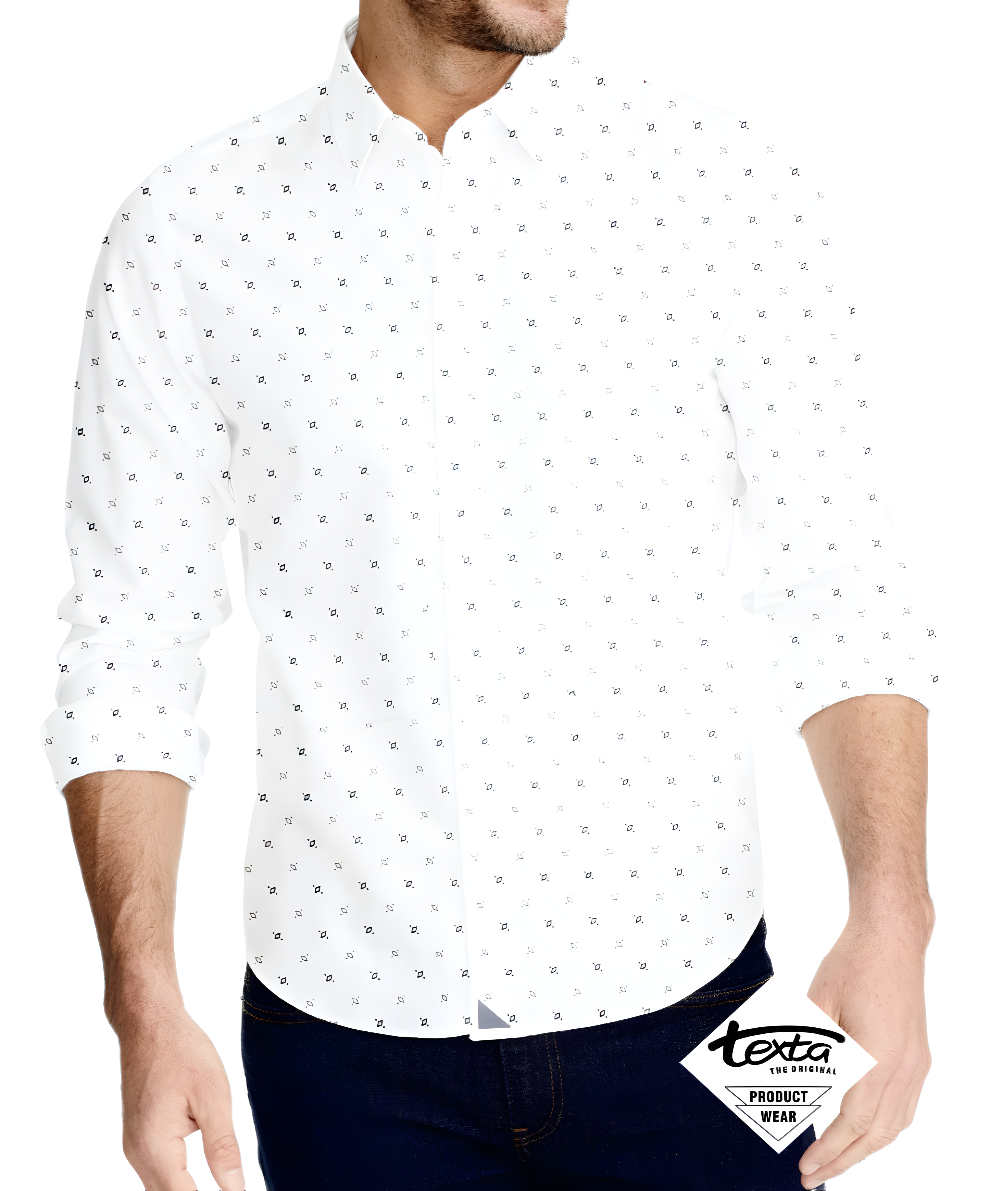 Man's classic printed shirts -white