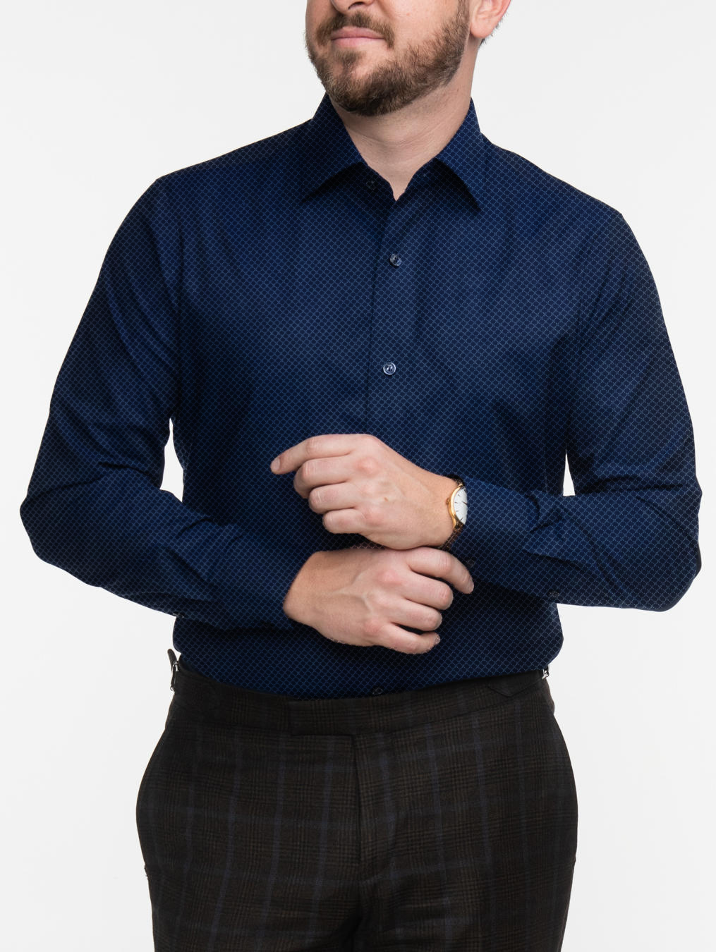 Small check solid casual shirt -blue
