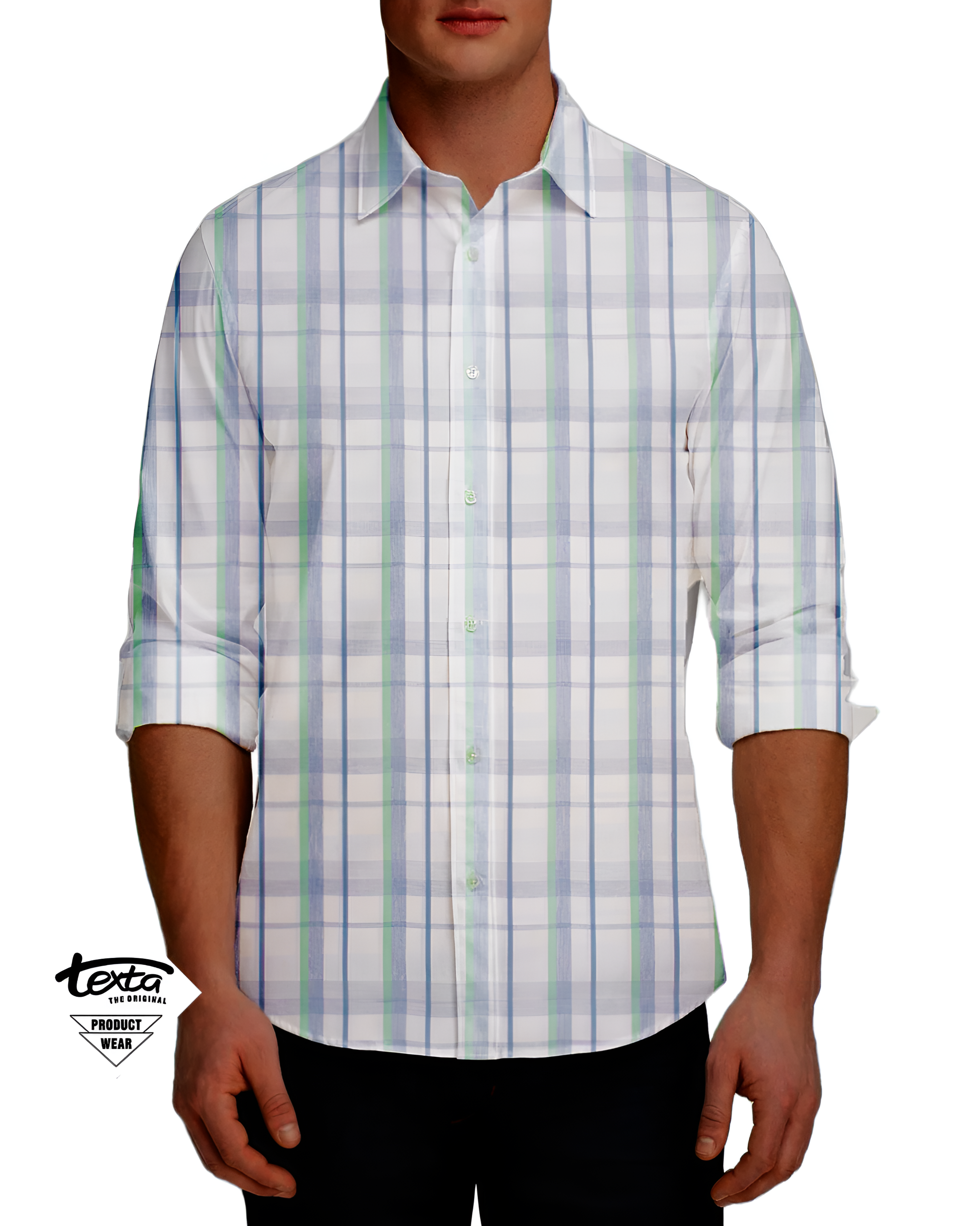 Man's classic casual shirt -green check 